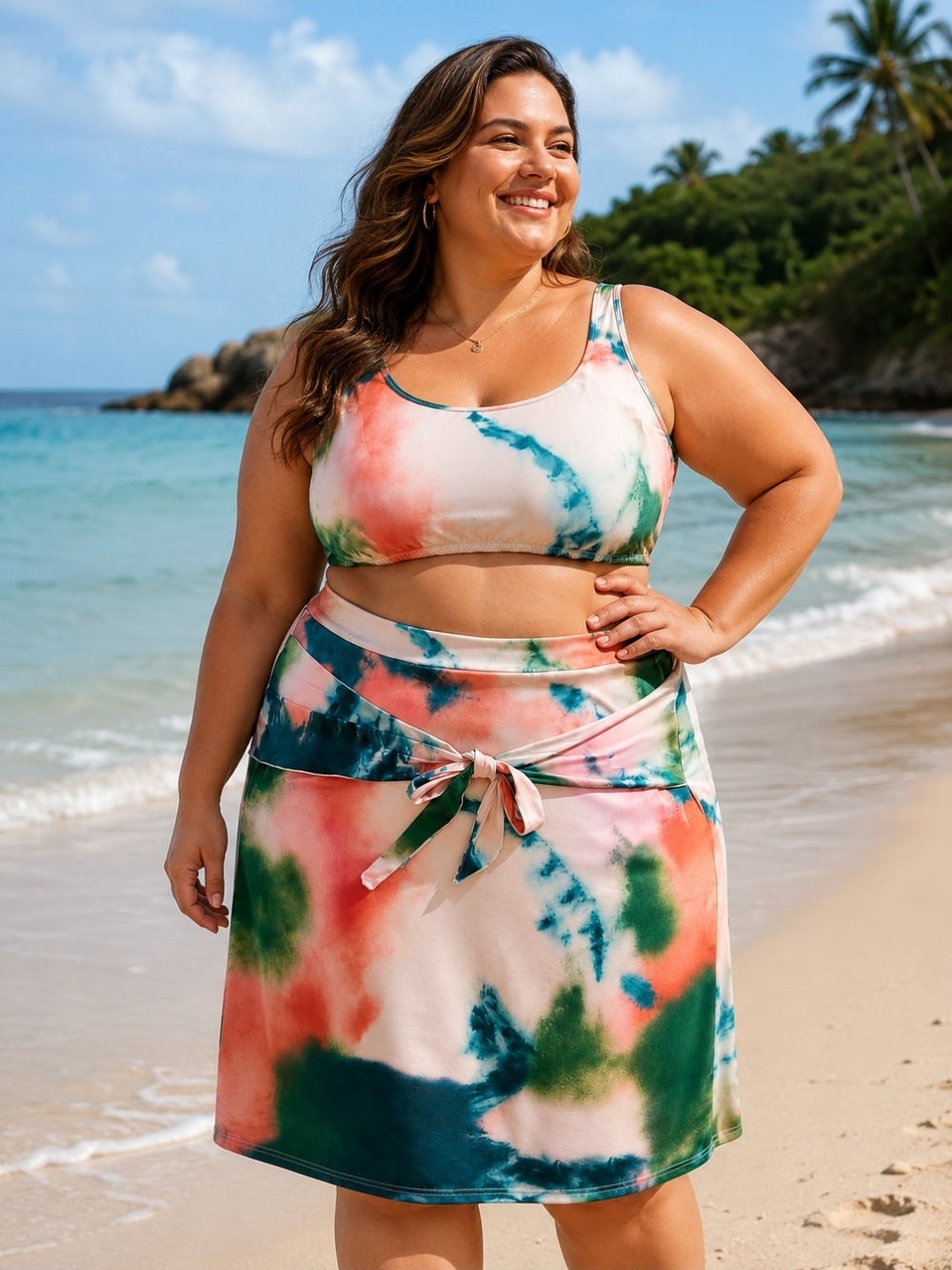 SHEIN Curve Tie-Dye Two-Piece Skirt Set 4XL EUC